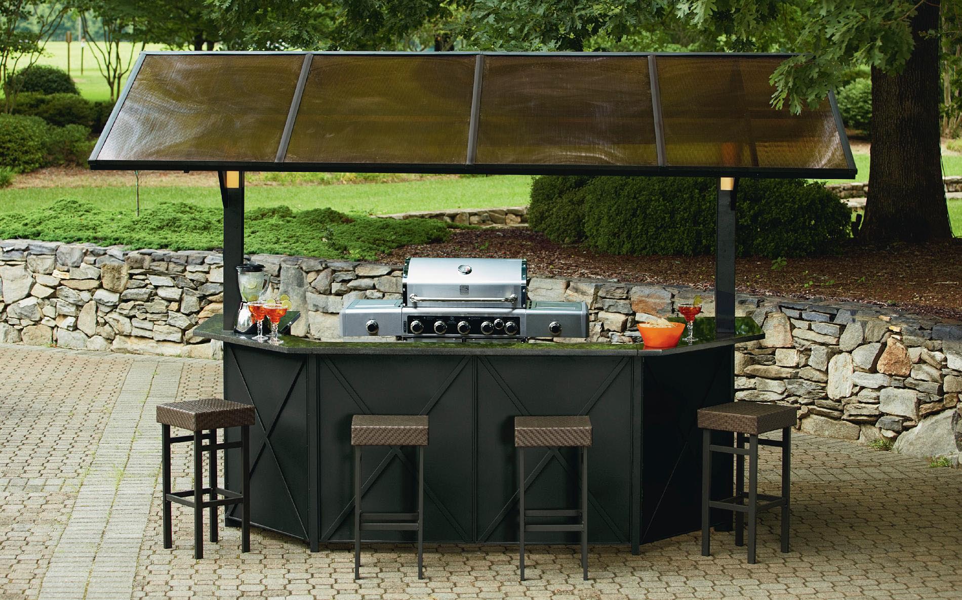 Metal Frame Gazebo with Bar